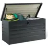 Image de Coffre De Rangement Métal Verrouillable Gris Anthracite Pour Jardin 350l 120x62,5x63 Cm