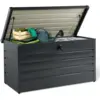 Image de Coffre de rangement métal verrouillable gris anthracite pour jardin 350l 120x62,5x63 cm