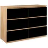 Image de Commode 6 Tiroirs Tomi 110 Cm Bois Façon Hêtre Et Noir