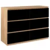 Image de Commode 6 tiroirs tomi 110 cm bois façon hêtre et noir