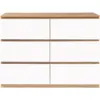 Image de Commode 6 tiroirs tomi 110 cm bois façon hêtre et blanc