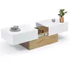 Image de Table Basse Coulissante Rectangulaire Marta Bois Imitation Hêtre Et Blanc