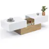 Image de Table basse coulissante rectangulaire marta bois imitation hêtre et blanc