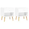 Image de Lot De 2 Tables De Chevet Emmie Scandinaves 1 Tiroir Avec Niche Blanc