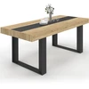 Image de Table À Manger Rectangle Phoenix 8 Personnes Bois Et Noir Bande Centrale Noire 200 Cm