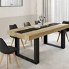 Image de Table à manger rectangle fixe - IDMARKET - PHOENIX - Bois et noir - 8 personnes - 200 cm