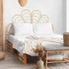 Image de IDMARKET Tête de lit sur pied IVY 160 cm effet rotin en forme de fleur