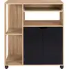 Image de Desserte de cuisine cosi bois façon hêtre et portes noires l.76 cm