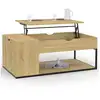 Image de Table basse plateau relevable rectangulaire detroit avec coffre design industriel