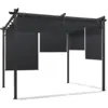 Image de Pergola Édition Spéciale Toit Rétractable 3x3 M Et 4 Stores Gris Anthracite