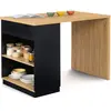 Image de Ilot Central Mange-debout 4 Personnes Vito 130 Cm Noir Et Plateau Bois