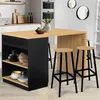 Image de IDMARKET Ilot central mange-debout 4 personnes VITO 130 cm noir et plateau bois