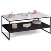 Image de Table Basse Alaska Double Plateau Effet Marbre Et Noir Pieds Métal