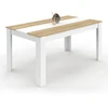 Image de Table À Manger Rectangle Georgia 8 Personnes Blanche Et Imitation Hêtre 160 X 80 Cm