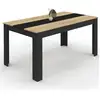 Image de Table à manger rectangle georgia 8 personnes noire et imitation hêtre 160 x 90 cm