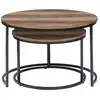 Image de Lot de 2 tables basses gigognes hawkins rondes 54-70 bois foncé design industriel