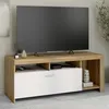 Image de ID MARKET meuble tv MALO 1 porte 110 cm bois clair à poser