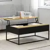 Image de Table Basse Plateau Relevable Rectangulaire Boston 100 Cm Noir Plateau Bois Design Industriel