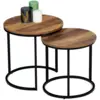 Image de Lot De 2 Tables Basses Gigognes Hawkins Rondes 40/45 Bois Foncé Design Industriel