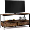 Image de Meuble Tv 113 Cm Dayton 2 Tiroirs Bois Effet Vieilli Design Industriel