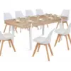 Image de Table À Manger Extensible Rectangle Austria 6-10 Personnes Bois Pied Épingle Blanc 160-200 Cm