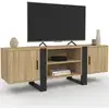 Image de Meuble Tv 140 Cm Phoenix 2 Portes Bois Et Noir