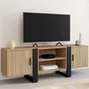 Image de ID MARKET meuble tv PHOENIX 2 portes 140 cm bois clair à poser