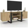 Image de Meuble tv 140 cm phoenix 2 portes bois et noir