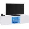 Image de Meuble Tv 113 Cm Eli Blanc Étagère En Verre Avec Led