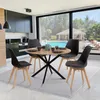 Image de Table à manger ronde fixe - IDMARKET - ALIX - Bois et noir - 6 personnes - 110 cm