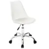 Image de Chaise De Bureau Scandinave Sara Blanche À Roulettes