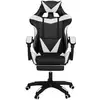 Image de Fauteuil de gaming alex réglable avec repose-pied, coussin de tête et coussin lombaire noir et blanc
