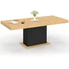 Image de Table À Manger Extensible Rectangle Eden 6-10 Personnes Bois Et Noir 160-200 Cm