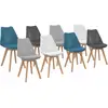 Image de Lot de 8 chaises scandinaves sara mix color blanc x2, gris clair x2, gris foncé x2, bleu canard x2