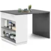 Image de Ilot Central Mange-debout 4 Personnes Vito 130 Cm Blanc Et Plateau Gris