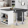Image de IDMARKET Ilot central mange-debout 4 personnes VITO 130 cm blanc et plateau gris