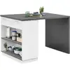 Image de Ilot central mange-debout 4 personnes vito 130 cm blanc et plateau gris