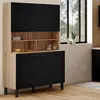 Image de IDMARKET Buffet de cuisine 120 CM CINA 6 portes + tiroir façon hêtre et noir