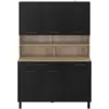 Image de Buffet de cuisine 120 cm cina 6 portes + tiroir façon hêtre et noir