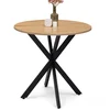 Image de Table À Manger Ronde Alix 4 Personnes Pied Araignée Bois Et Noir 80 Cm