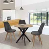 Image de Table à manger ronde fixe - IDMARKET - ALIX - Bois et noir - 4 personnes - 80 cm
