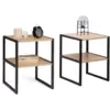 Image de Lot De 2 Tables De Chevet Detroit Tables D'appoint Bois Et Métal Noir Design Industriel