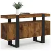 Image de Buffet 140 cm phoenix 4 portes bois effet vieilli et noir - idmarket