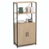 Image de Buffet haut 2 portes h. 125 cm detroit avec étagères design industriel - idmarket