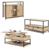 Image de Ensemble Meubles De Salon Buffet, Table Basse Relevable Et Meuble Tv Detroit Design Industriel