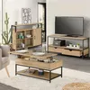 Image de IDMARKET Ensemble meubles de salon buffet table basse relevable et meuble TV DETROIT design industriel