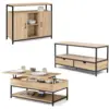 Image de Ensemble meubles de salon buffet, table basse relevable et meuble tv detroit design industriel