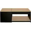 Image de Table basse 2 plateaux relevables rectangulaire elea avec coffre bois noir et façon hêtre