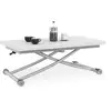 Image de Table Basse 2 En 1 Relevable En Table À Manger Rectangulaire Urbana 100 Cm Blanc Pied Gris Chromé