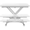 Image de Table basse 2 en 1 relevable en table à manger rectangulaire urbana 100 cm blanc pied gris chromé